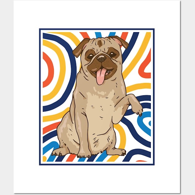 Cute and Colorful Portrait of a Pug Dog // Adorable Pug // Pug Mom Wall Art by SLAG_Creative